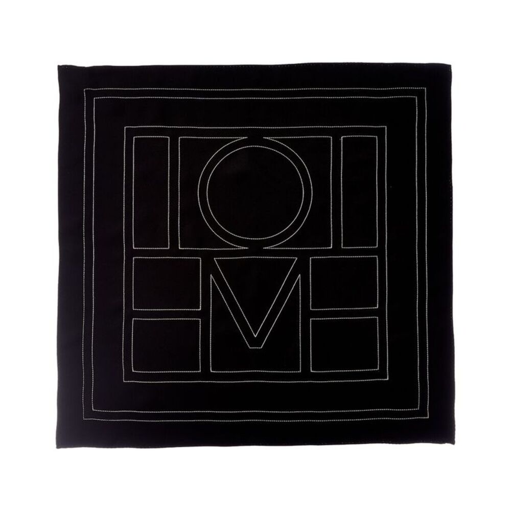 Toteme Embroidered Monogram Silk Scarf, Black